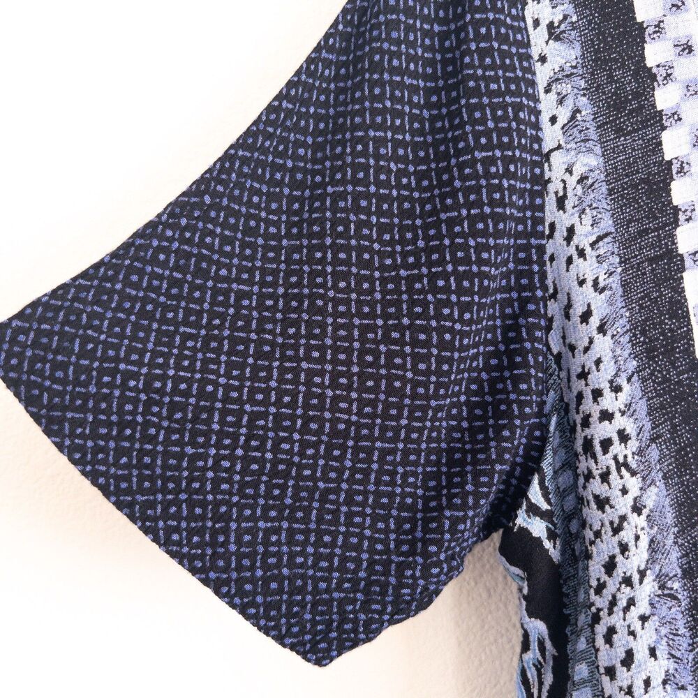 VTG 90s Rabbit Rabbit Rabbit Design Abstract Blue Layered Maxi Dress Size 12M - Picture 6 of 15